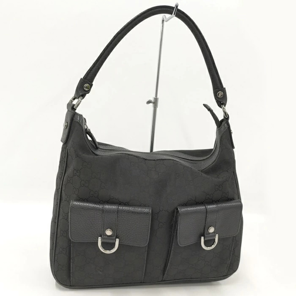 Gucci GG hobo shoulder bag monogram canvas ring Black